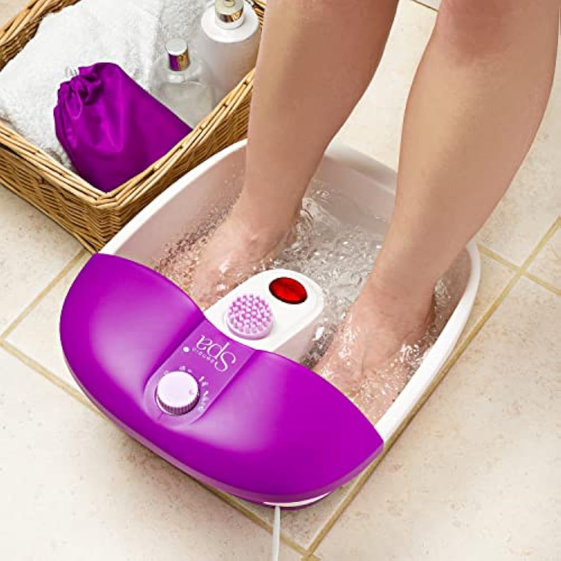 Sensio Foot Spa Massager with Heat, Bubbles and 9-Piece Pedicure Kit