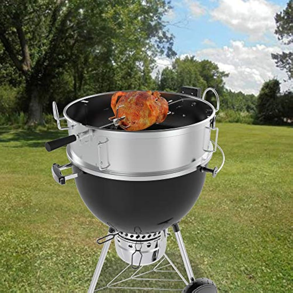 Onlyfire 57CM Kettle Grill Pizza Ring Kit with Rotisserie & Stone