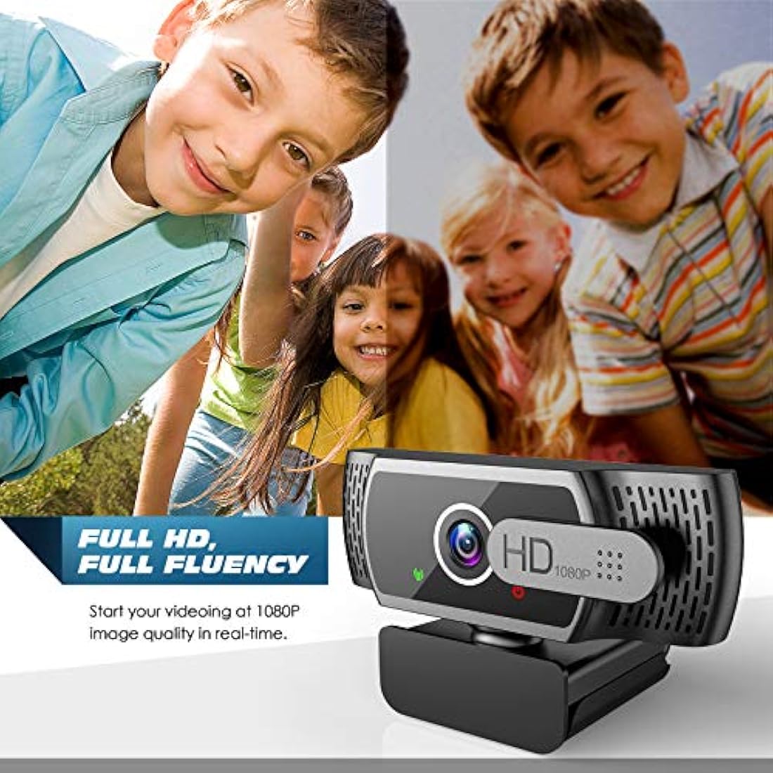 1080P FHD Webcam with Privacy Cover and Noise-Canceling Mic