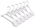 Amber Home White Wooden Suit Hangers | Wide Shoulder Non-Slip - 10 Pack
