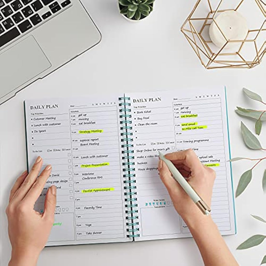 Undated Daily Planner | Hourly Task Organizer - Blue PVC