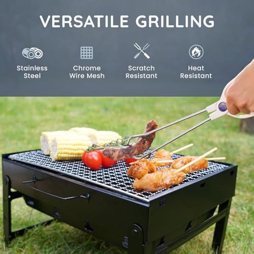 CUQOO Portable Charcoal BBQ Grill – Foldable Stainless Steel Camping Smoker