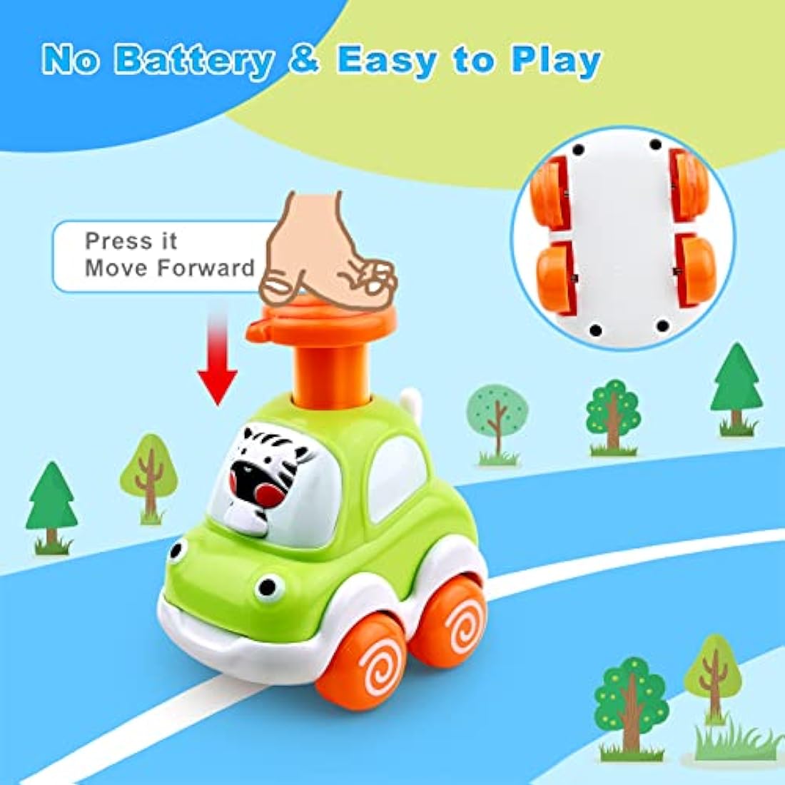 Press and Go Animal Toy Cars – Eco-Friendly Toddler Gifts