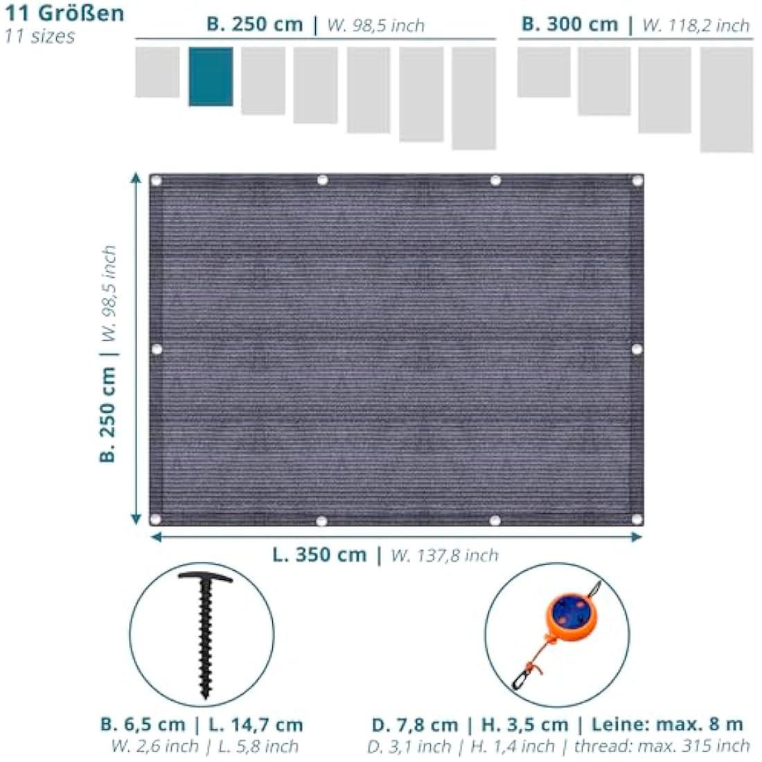 Valuents Awning Carpet – Blue/Grey HDPE Camping Rug with T-Pegs & Bag