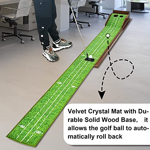 CRESTGOLF Golf Putting Mat with Automatic Ball Return - 2.9m Indoor Trainer
