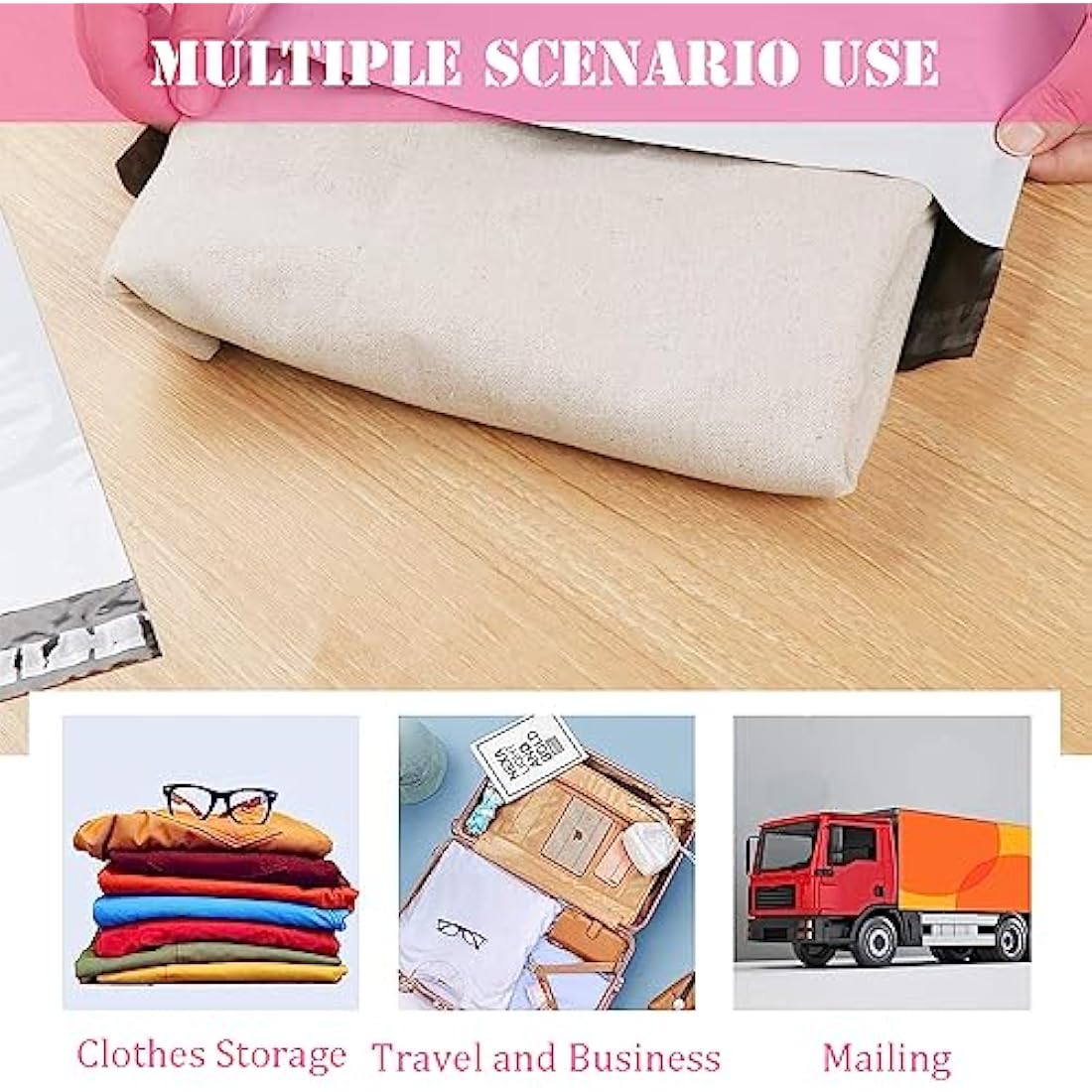 Jolof Store Hot Pink Poly Mailers | 28x42cm Self-Seal Shipping Bags - 50pk