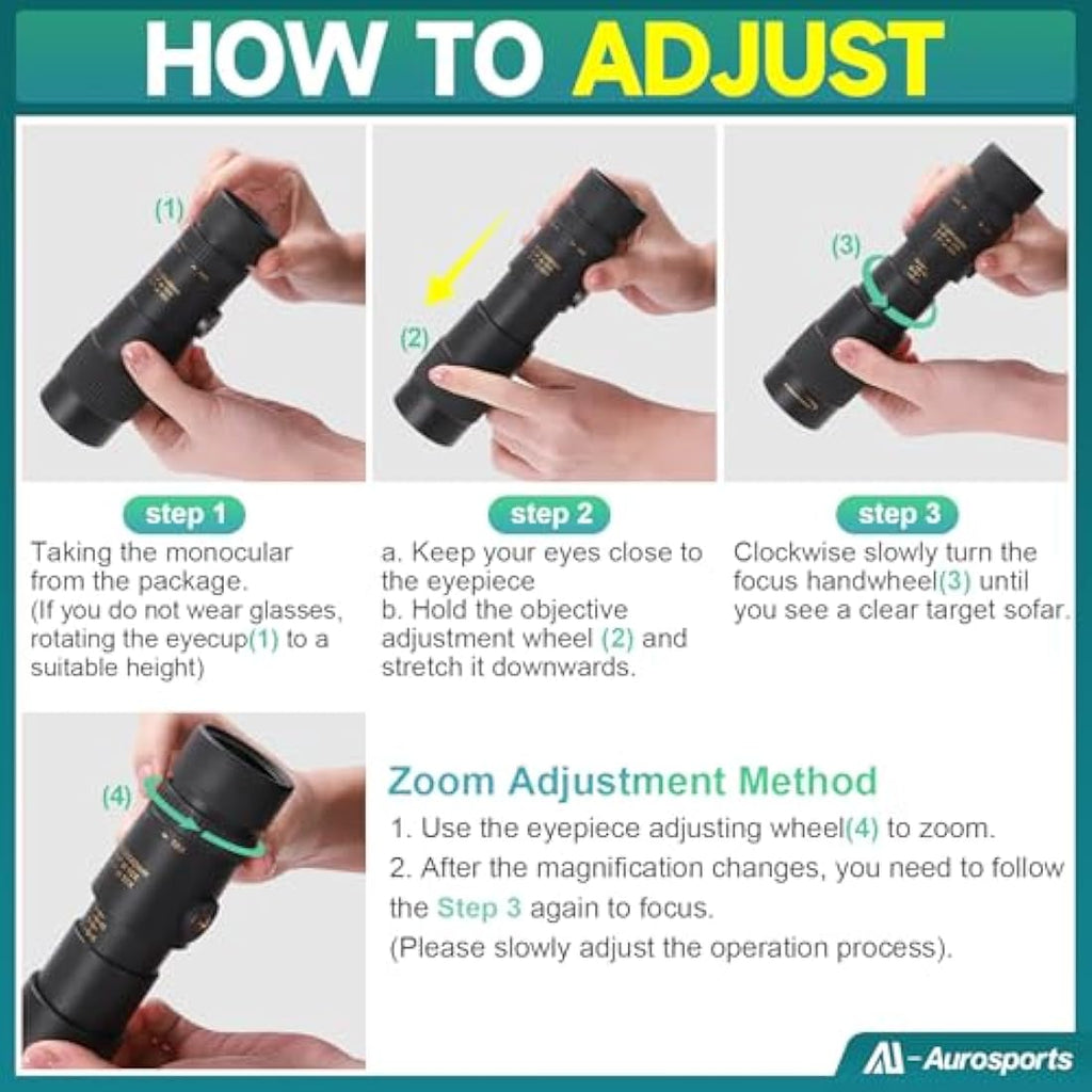 Aurosports 10-30x40 Zoom Monocular | High Power BAK4 Prism Telescope