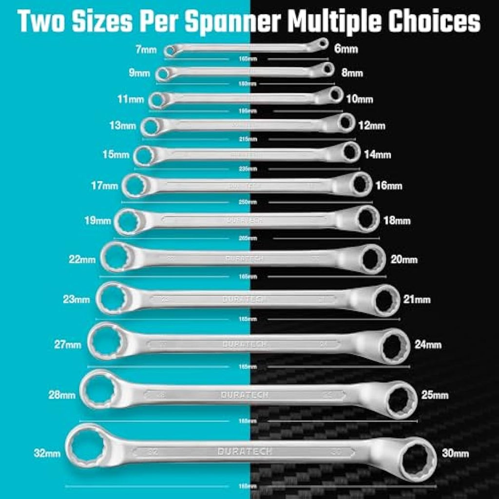 DURATECH 12-Piece Metric Offset Double Ring Spanner Set | 6-32mm CR-V