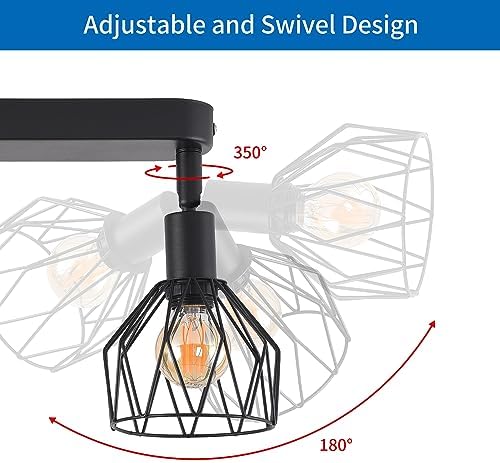 Jolof Store 3-Way Adjustable Black Metal Cage Ceiling Spotlights | E14 Base