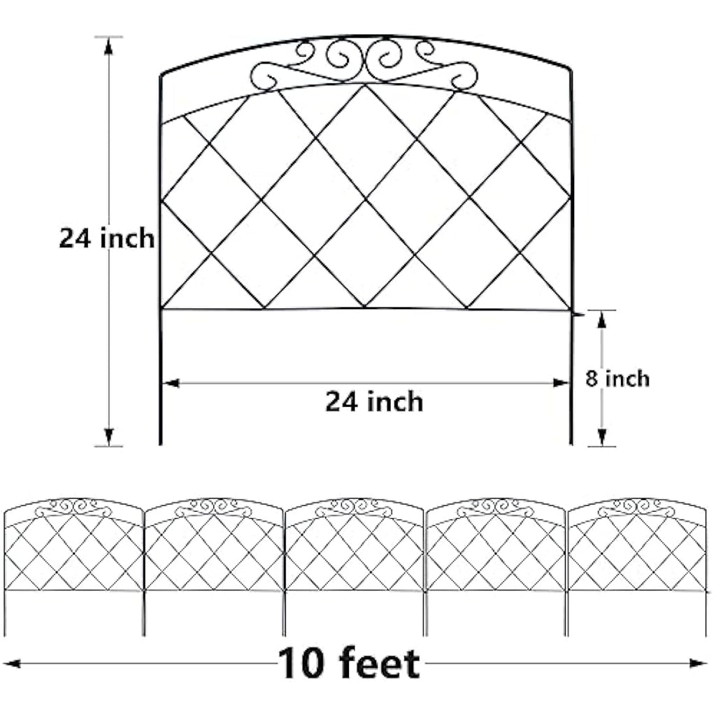 Thealyn Rustproof Metal Garden Fence – 5 Panels No-Dig Animal Barrier