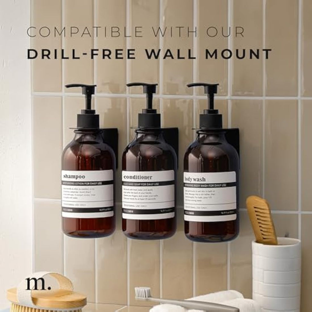 MaisoNovo Refillable Shampoo and Conditioner Bottles - 3 Pack Amber 500ml