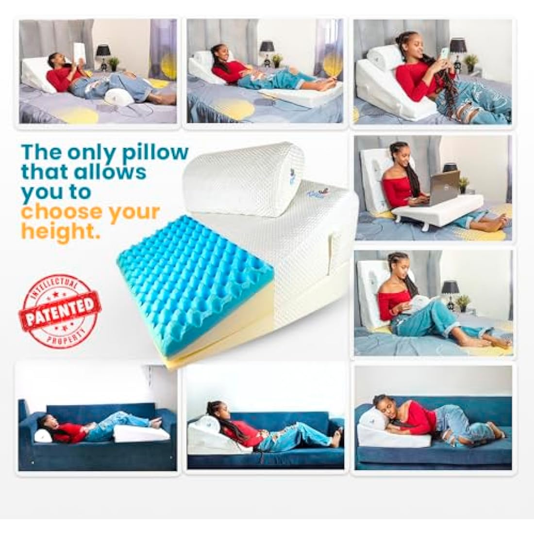 Ritalia Wedge Cushion – Memory Foam Anti-Reflux Pillow for Bed