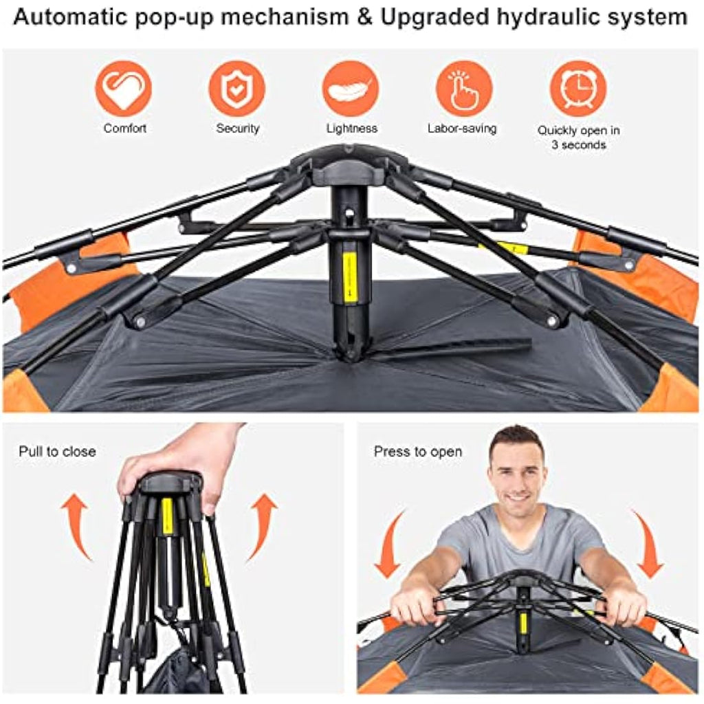 Amflip 3 Person Pop Up Camping Tent | Waterproof 4 Season Dome Tent