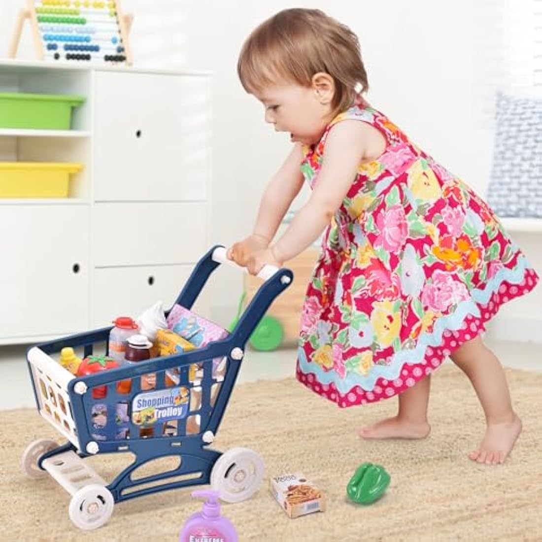 Kids Cash Register Toy Set with Shopping Trolley & Scanner