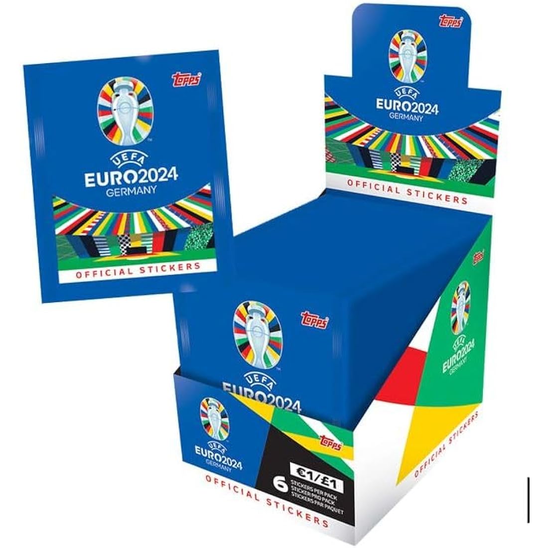 Topps Euro 2024 Sticker Collection Full Box - 100 Packs (600 Stickers)