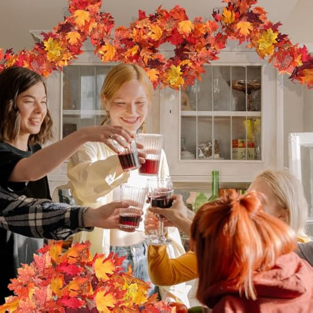 TENQUAN 2 Pack Artificial Maple Leaf Garland – 5.7ft Fall Autumn Decor