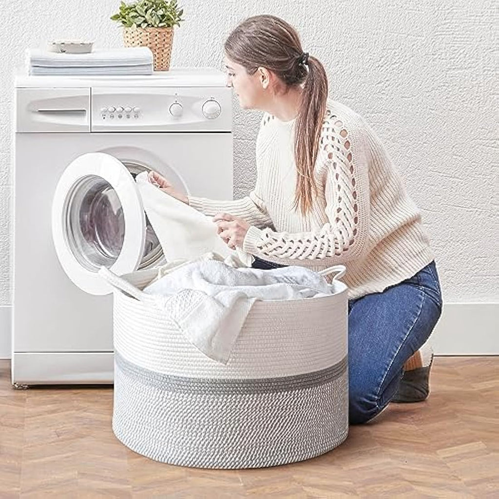 Jolof Store XXXL Cotton Rope Laundry Basket | Large Woven Storage Hamper