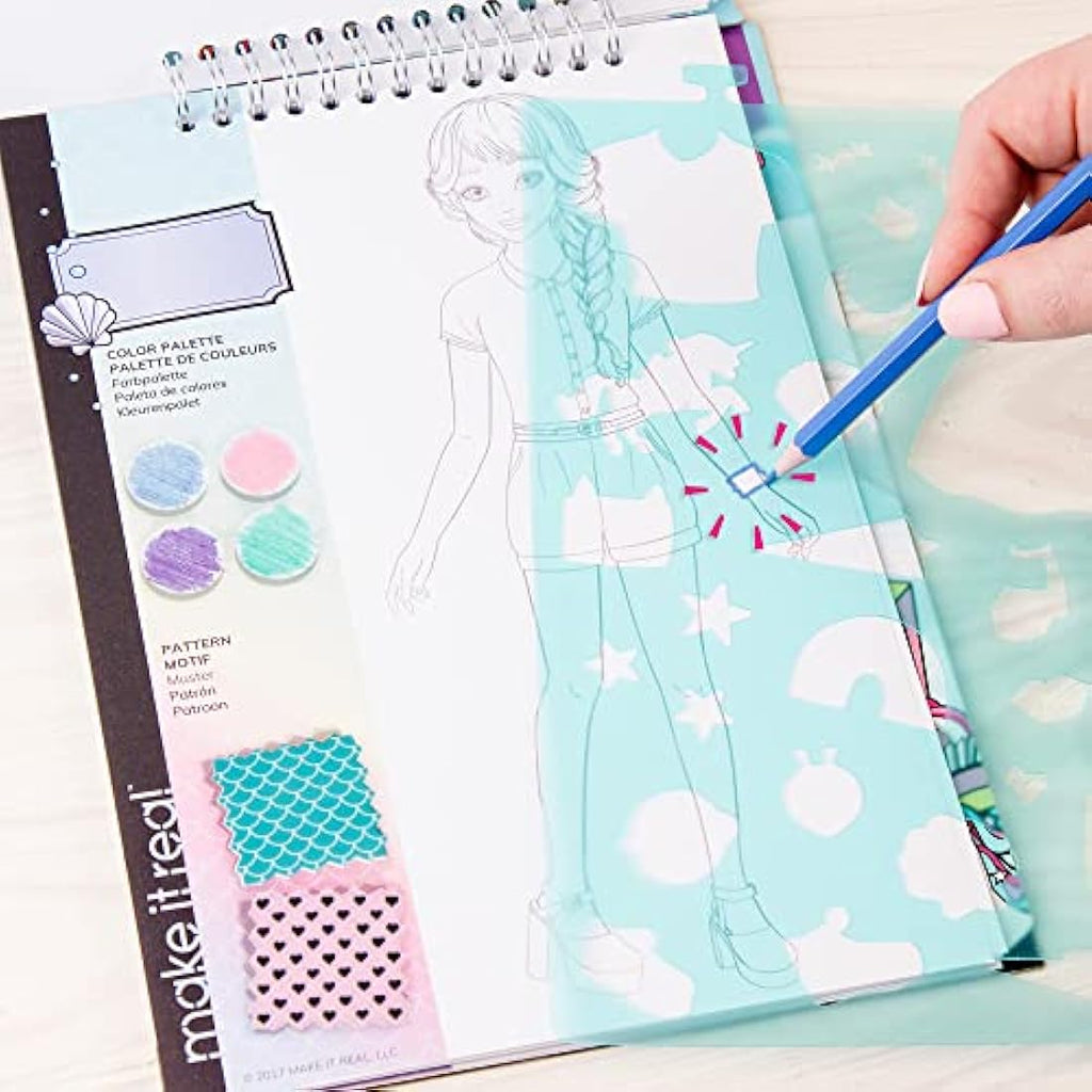 Make It Real Pastel Pop Fashion Design Sketchbook and Coloring Kit