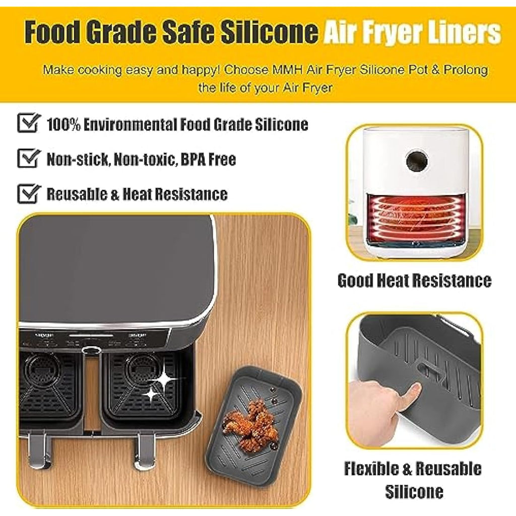 Reusable Silicone Air Fryer Liners for Ninja Dual AF400UK - 2 Pack