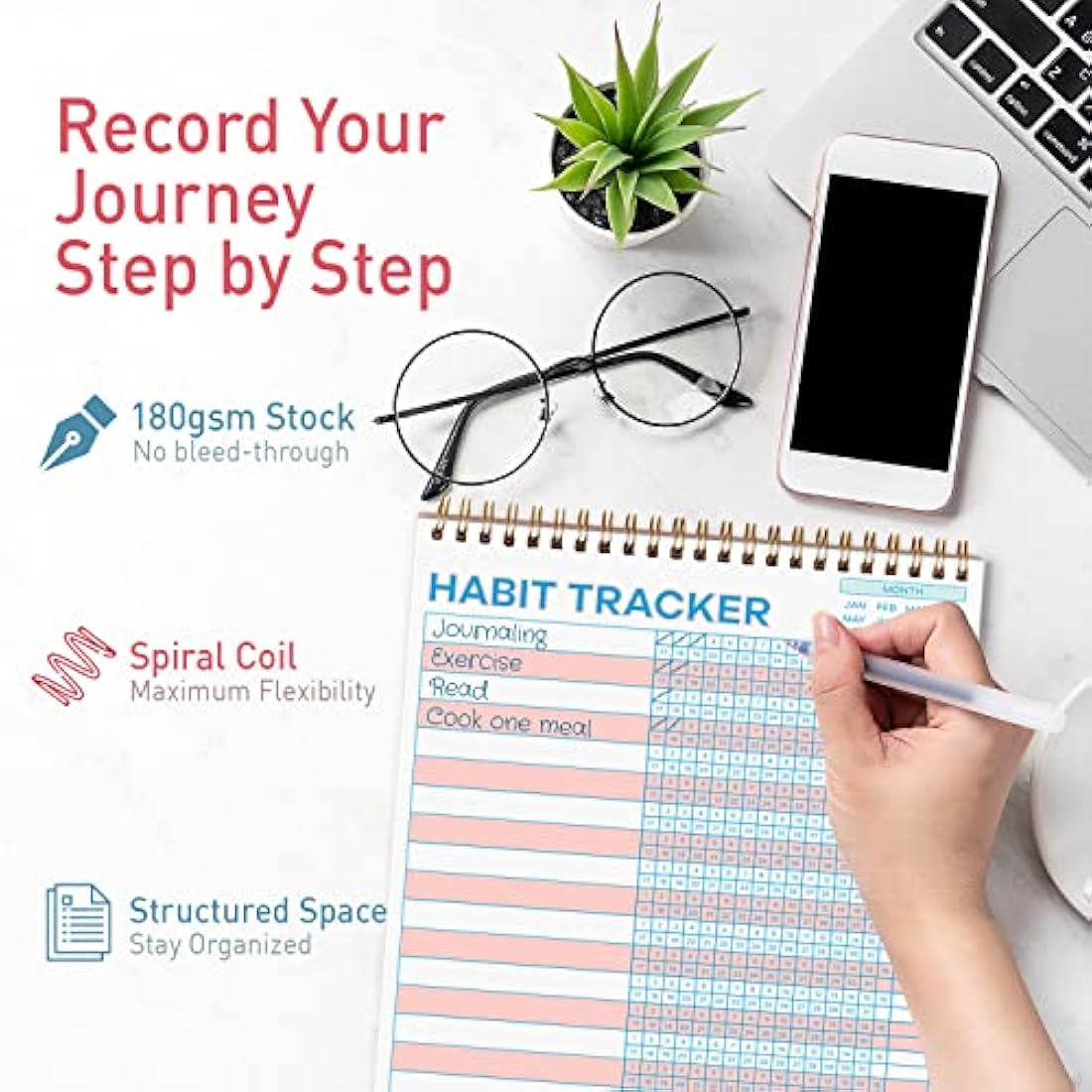 S&O Striped Habit Tracker Calendar - 24 Month Undated Routine Planner