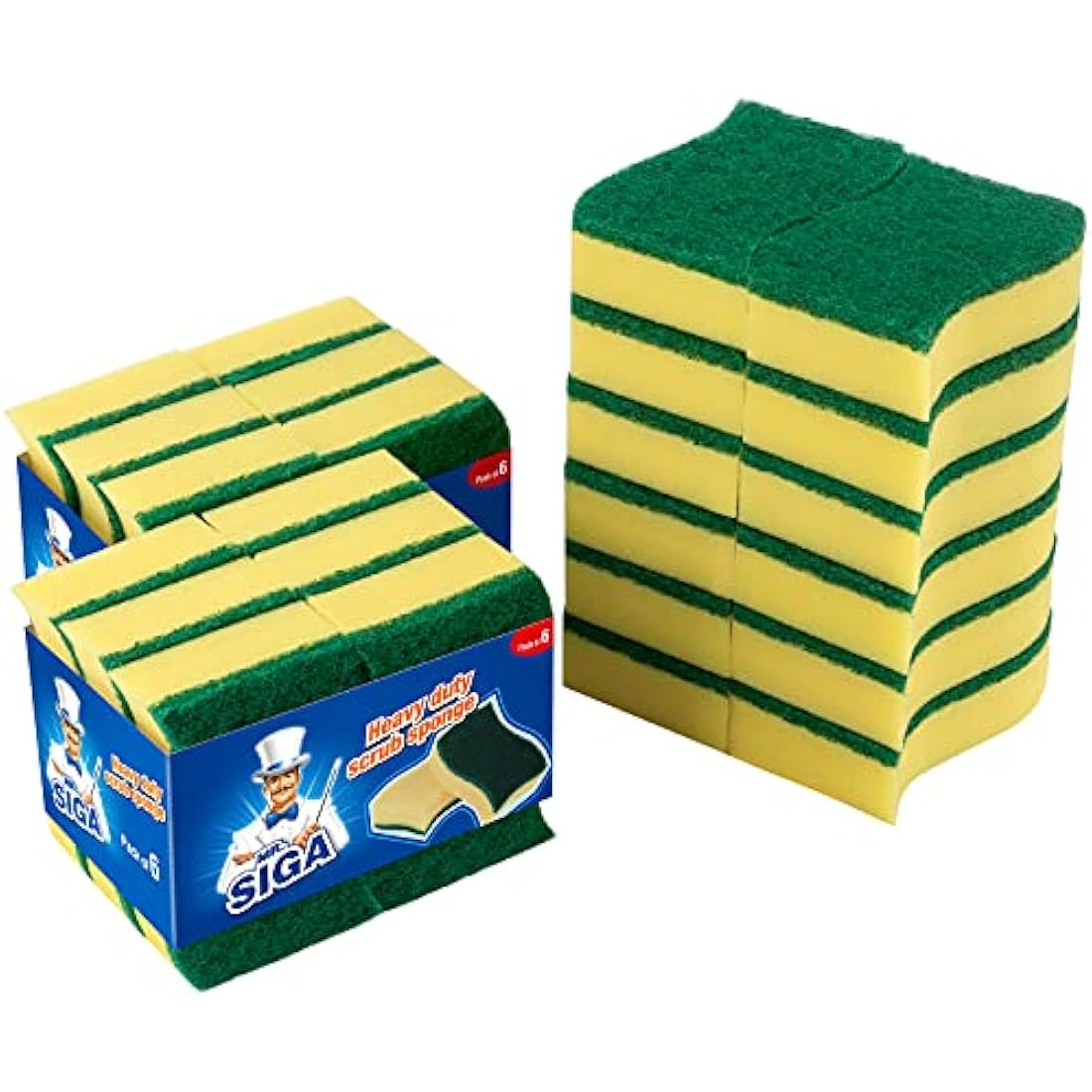 MR.SIGA Heavy Duty Scrub Sponges – 24 Pack Ergonomic Kitchen Sponges