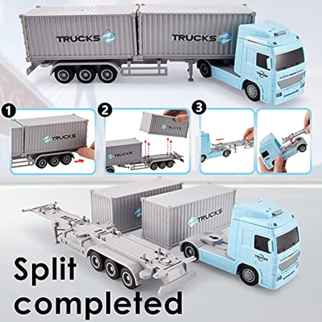 HERSITY 1:50 Friction Powered Container Truck Toy with Lights & Sounds