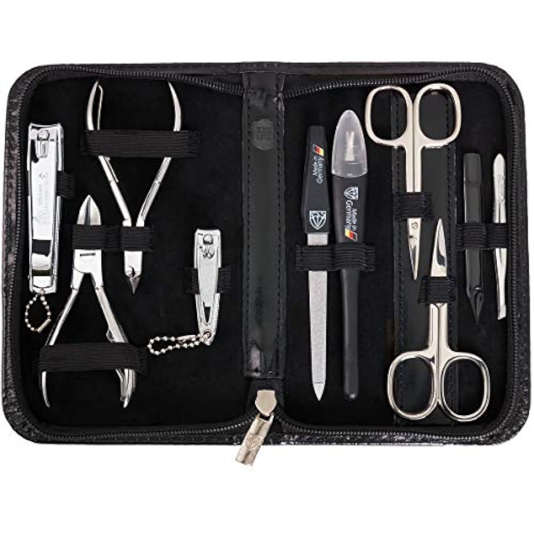 3 Swords Germany 10-Piece Manicure Pedicure Set | Black Leather Case