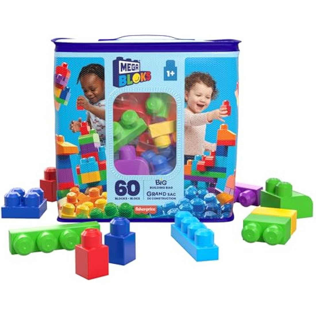 Mega Bloks Big Building Bag – 60 Piece Toddler Stacking Toy Set