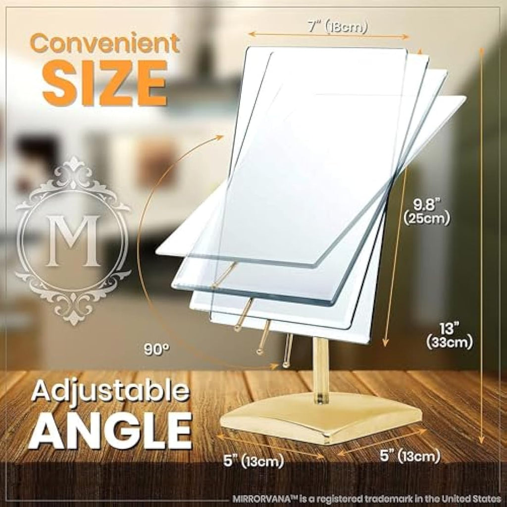 Mirrorvana Gold Vanity Makeup Mirror – Large Desktop Dressing Table Mirror