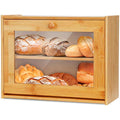 Jolof Store Bamboo Bread Box – Double Layer Large Capacity Bread Bin