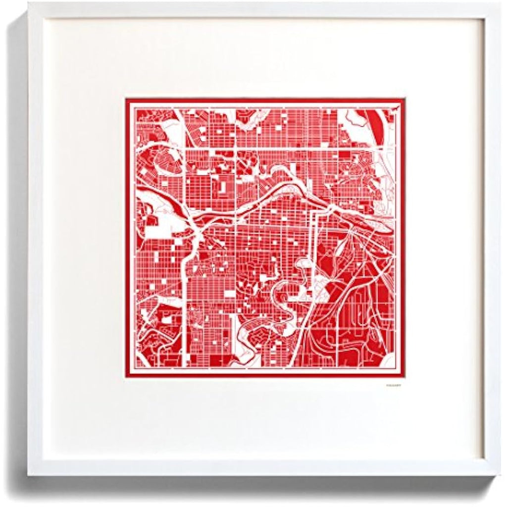 Calgary Paper Cut City Map -  Minimalist Wall Art 30x30cm