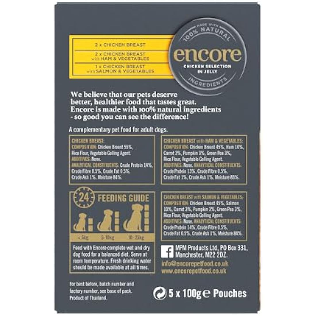 Encore Natural Wet Dog Food – Chicken Selection in Jelly, 20 x 100g