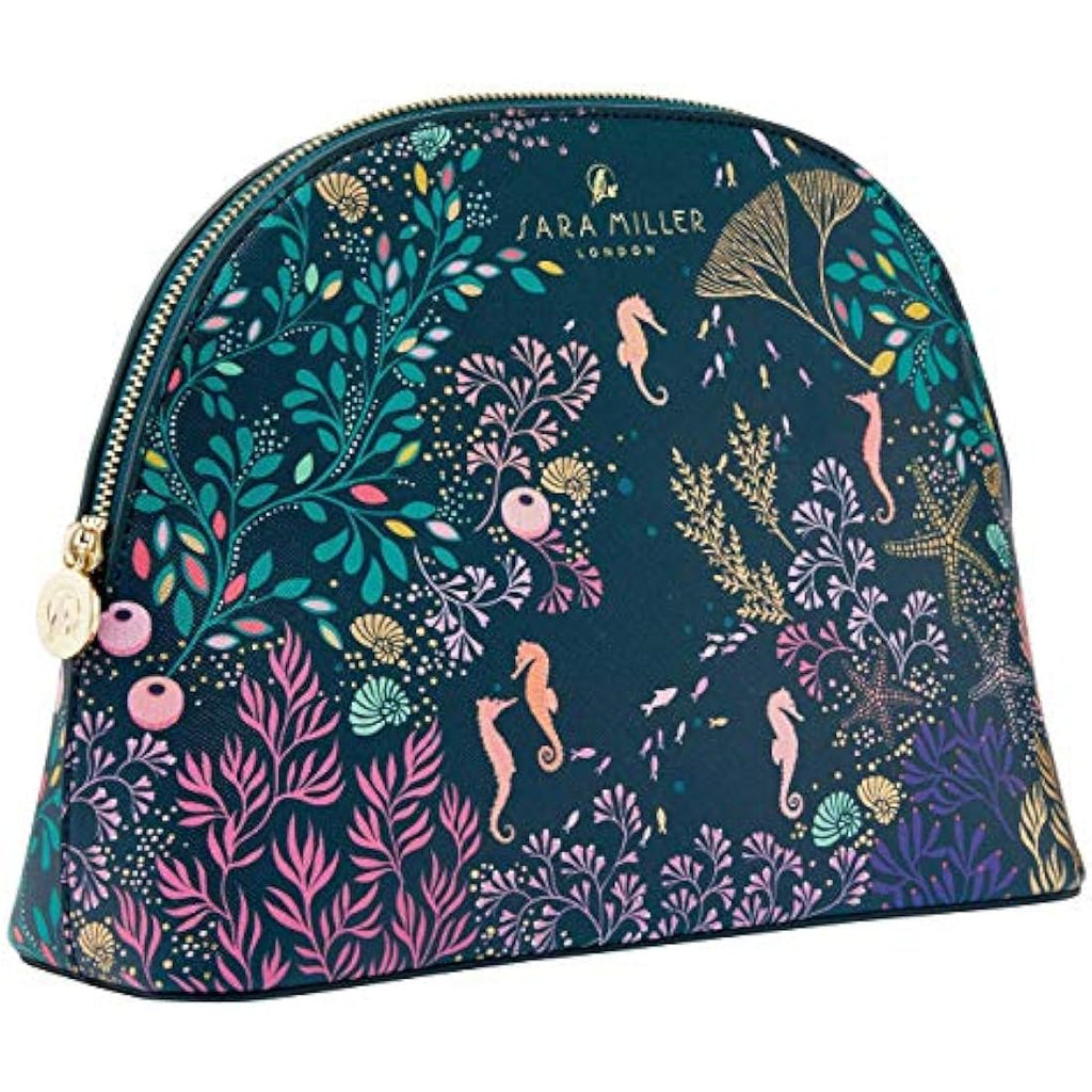 Sara Miller London Vegan Leather Cosmetic Bag | Teal Seascape Wash Bag