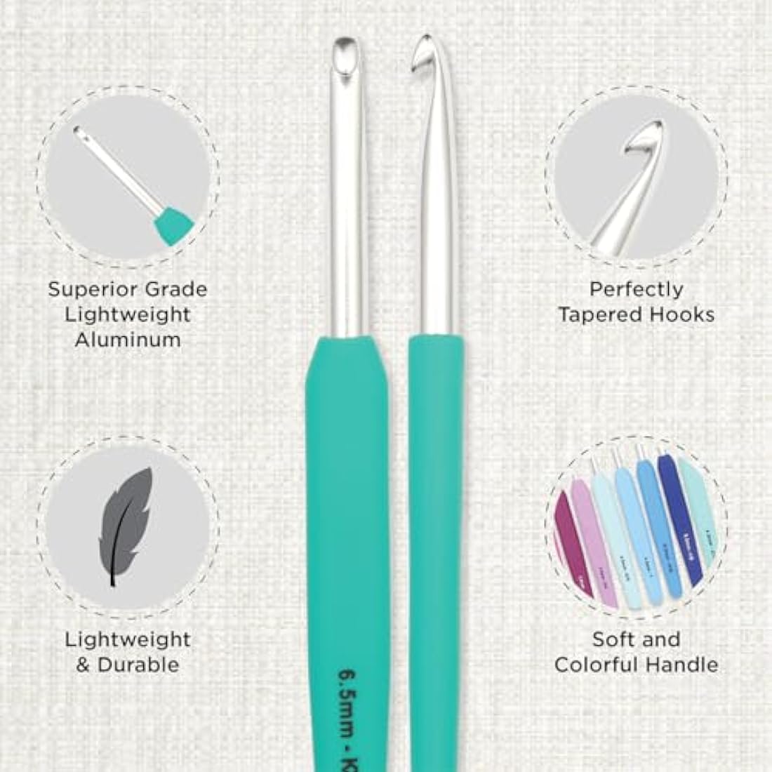 KnitPro Waves Grande Crochet Hook Set – 14 Ergonomic Hooks (2-12mm)