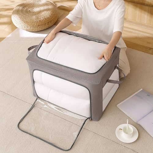 FUSACONY 100L Clothes Storage Boxes – 2 Pcs Foldable Closet Organizers