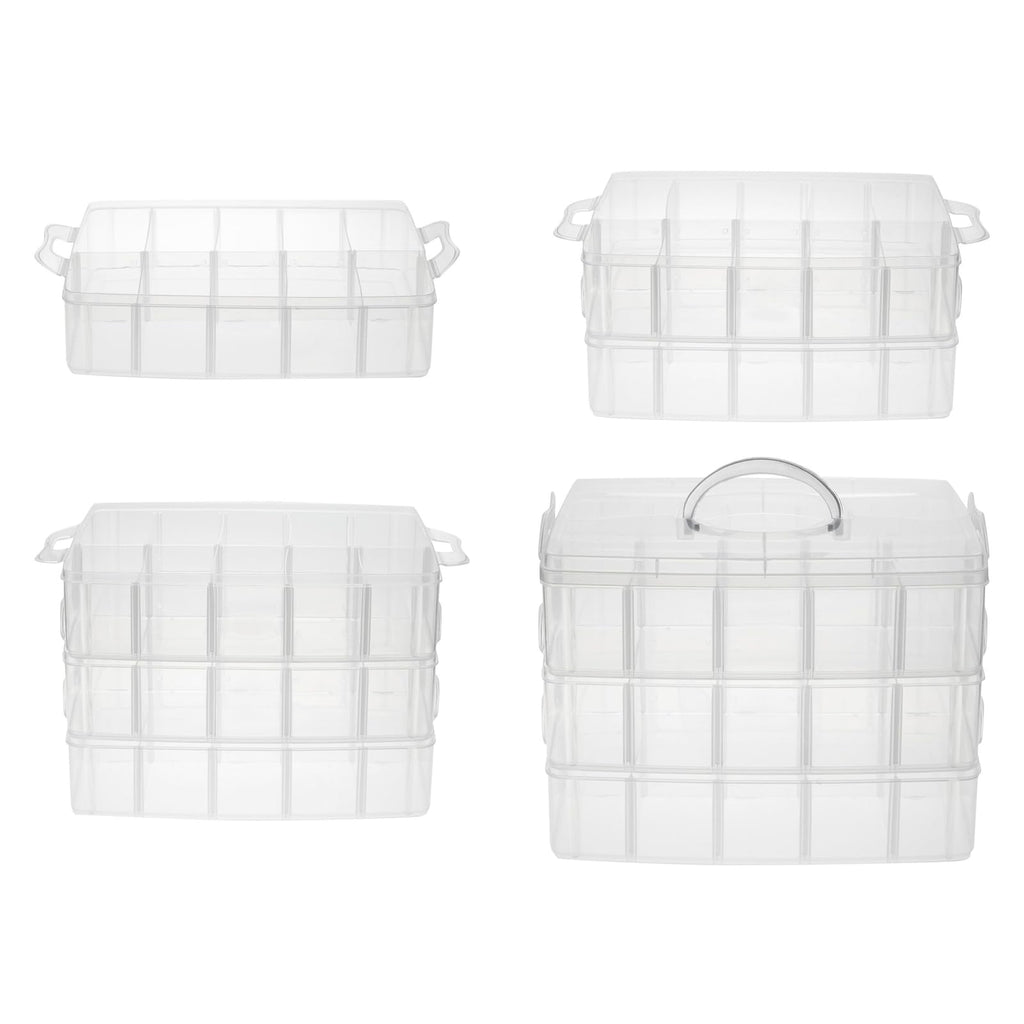 Bright Creations 3-Tier Stackable Plastic Craft Storage Containers with 30 Compartments and 40 Sticker Labels 9.5 x 6.5 x 7.2 Inch - image 5
