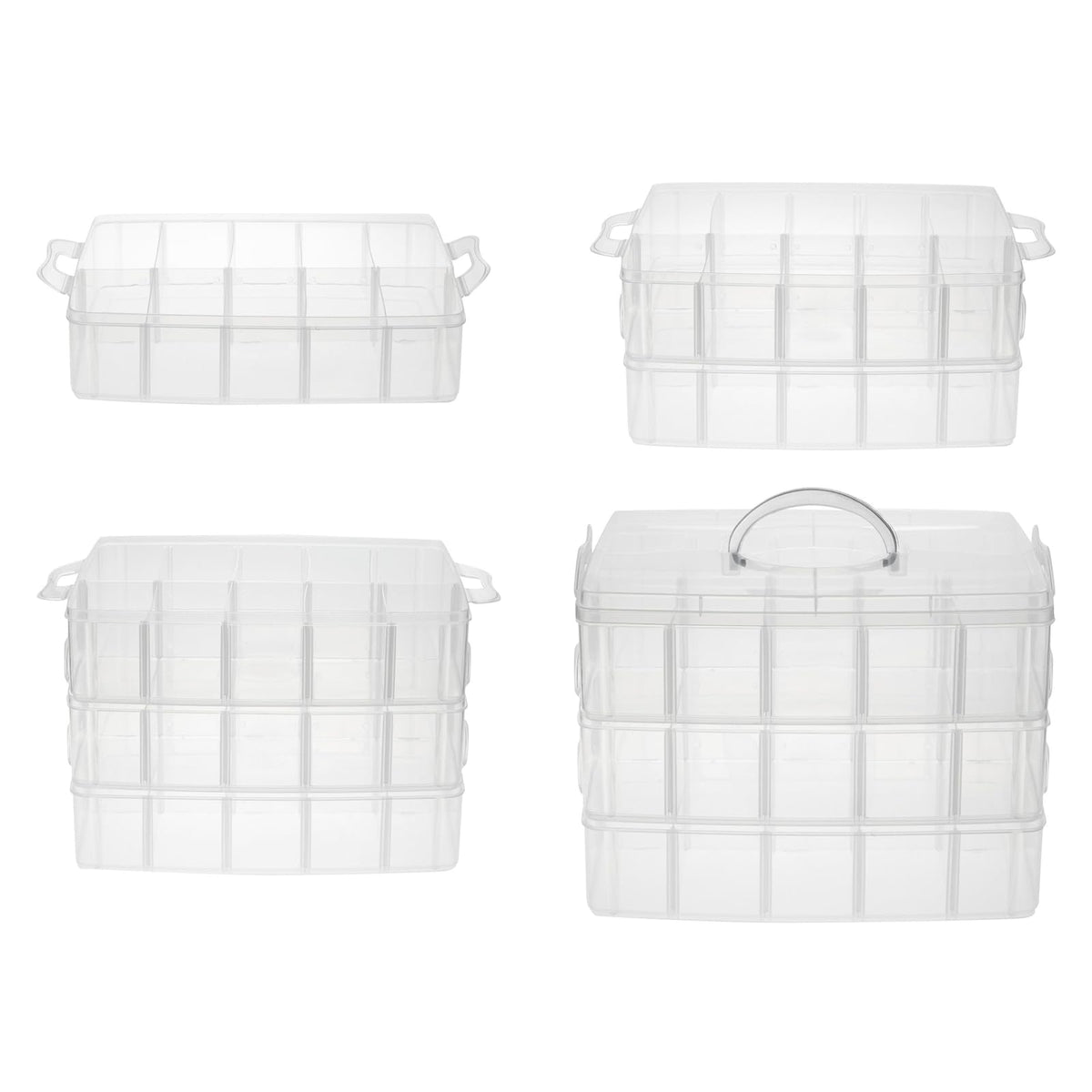 Bright Creations 3-Tier Stackable Plastic Craft Storage Containers with 30 Compartments and 40 Sticker Labels 9.5 x 6.5 x 7.2 Inch - image 5