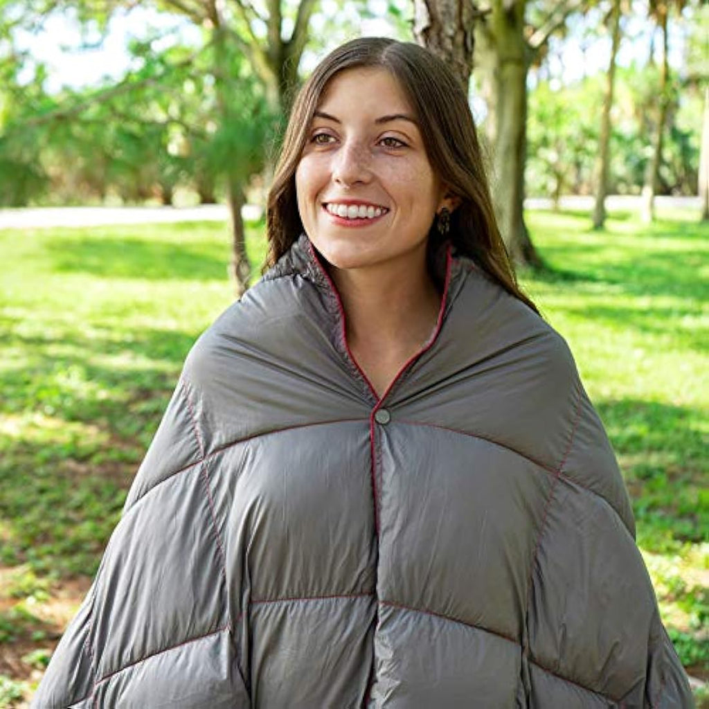 Get Out Gear Double Puffy Camping Blanket – Water-Resistant Wearable Quilt