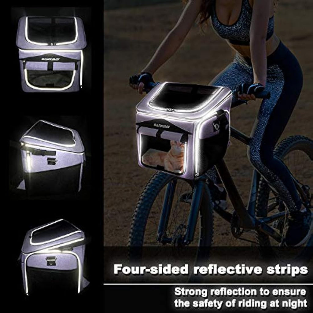 BARKBAY Dog Bike Basket Carrier – Foldable Pet Travel Bag, Purple