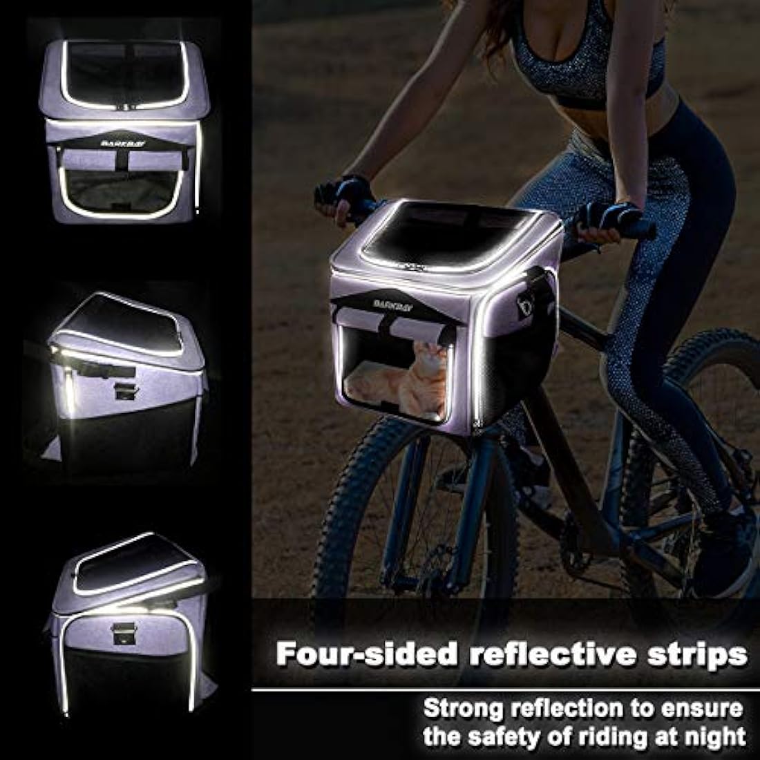 BARKBAY Dog Bike Basket Carrier – Foldable Pet Travel Bag, Purple