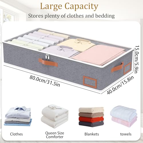 Yawinhe Under Bed Storage Bags - 2 Pack Foldable Oxford Cloth Organizers