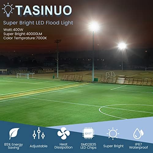 TASINUO 400W LED Floodlight Outdoor – 40000LM IP67 Waterproof 2 Pack