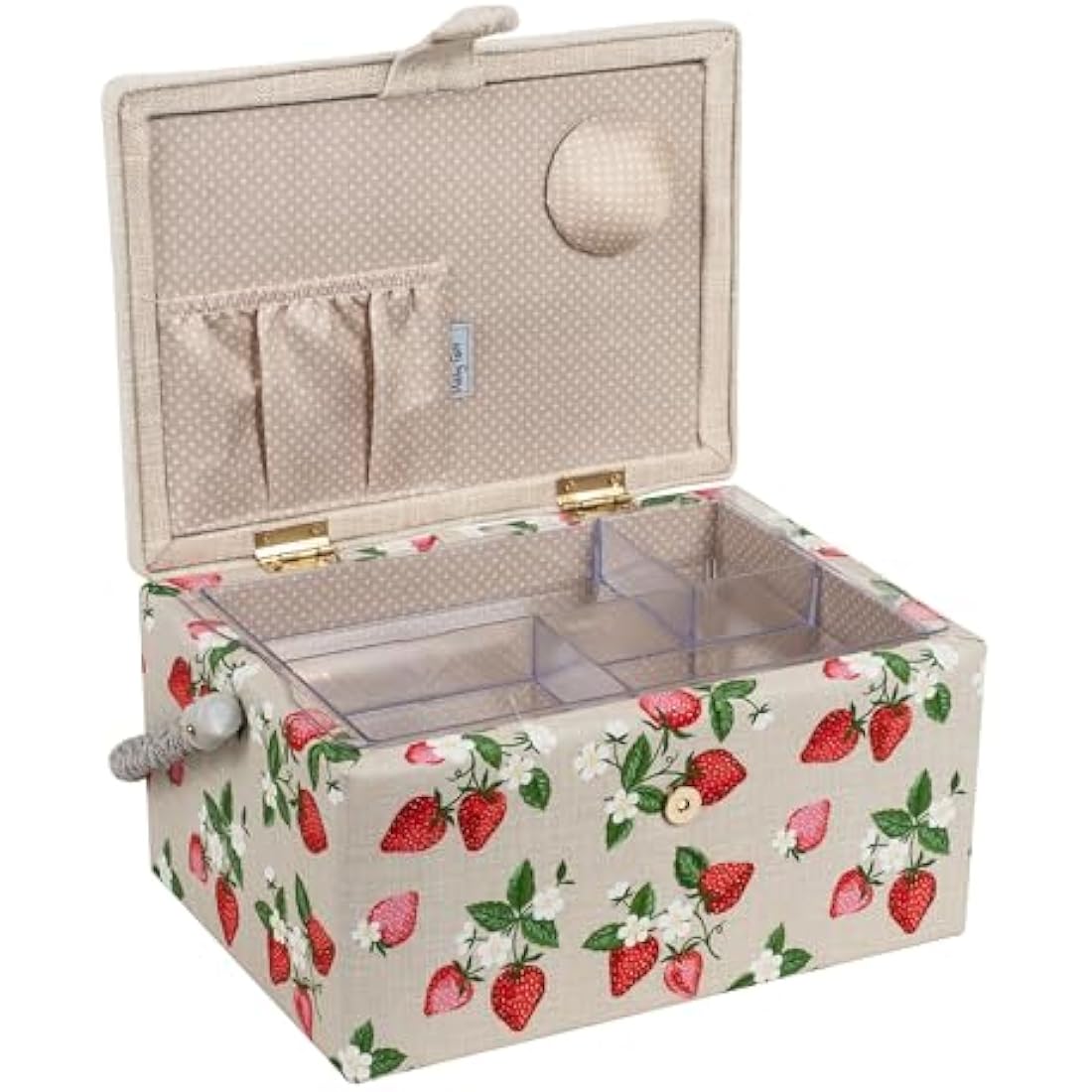 Hobby Gift Medium Sewing Box – Embroidered Strawberry Craft Storage Case