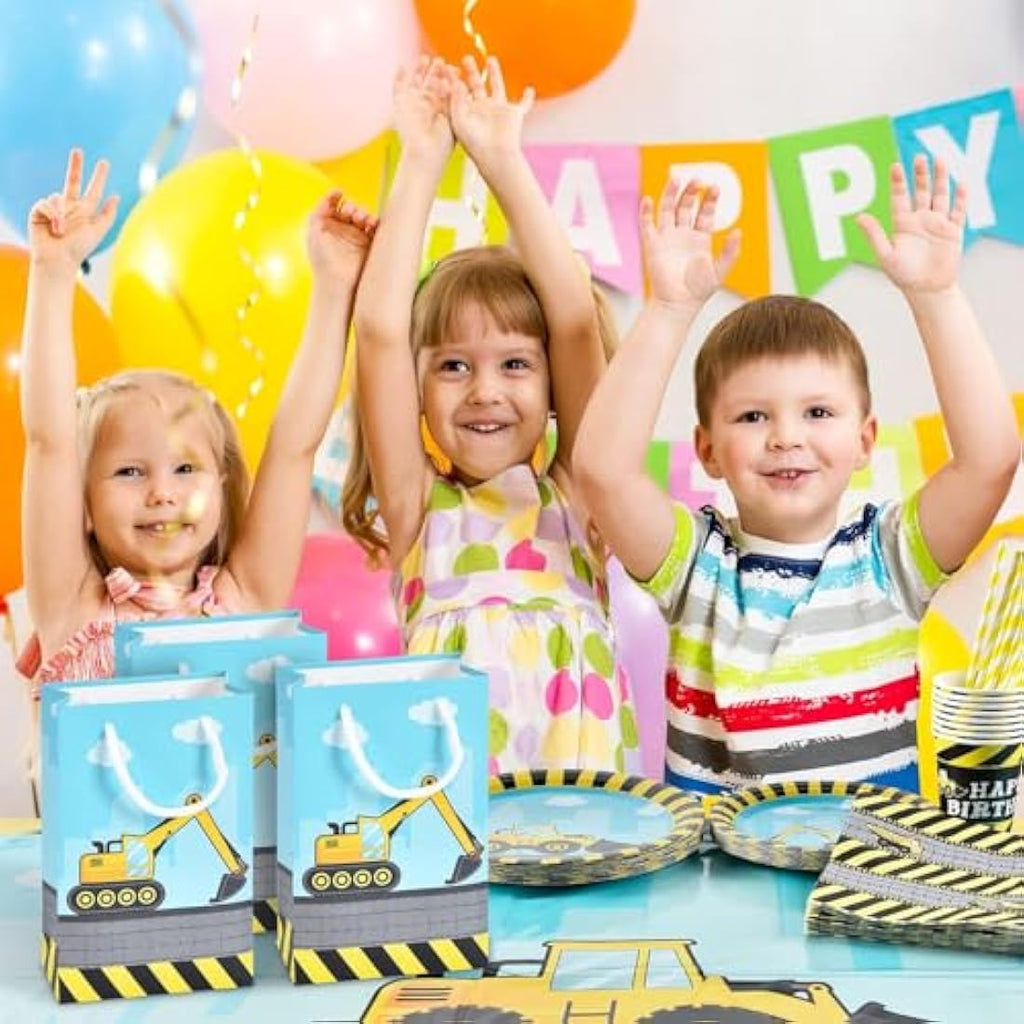 WERNNSAI Construction Party Favor Bags | 16 Pack Truck Gift Bags with Handles