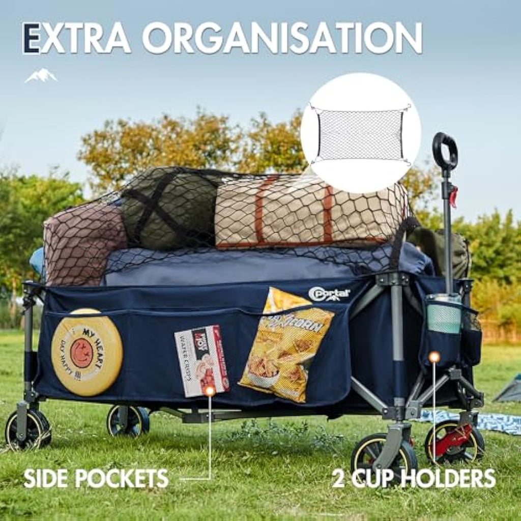Portal 400L Heavy Duty Camping Trolley – 130cm Extended Folding Beach Wagon