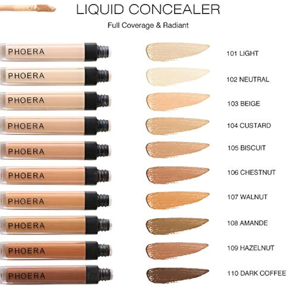Phoera Full Coverage Matte Liquid Concealer – Waterproof (105 Biscuit)