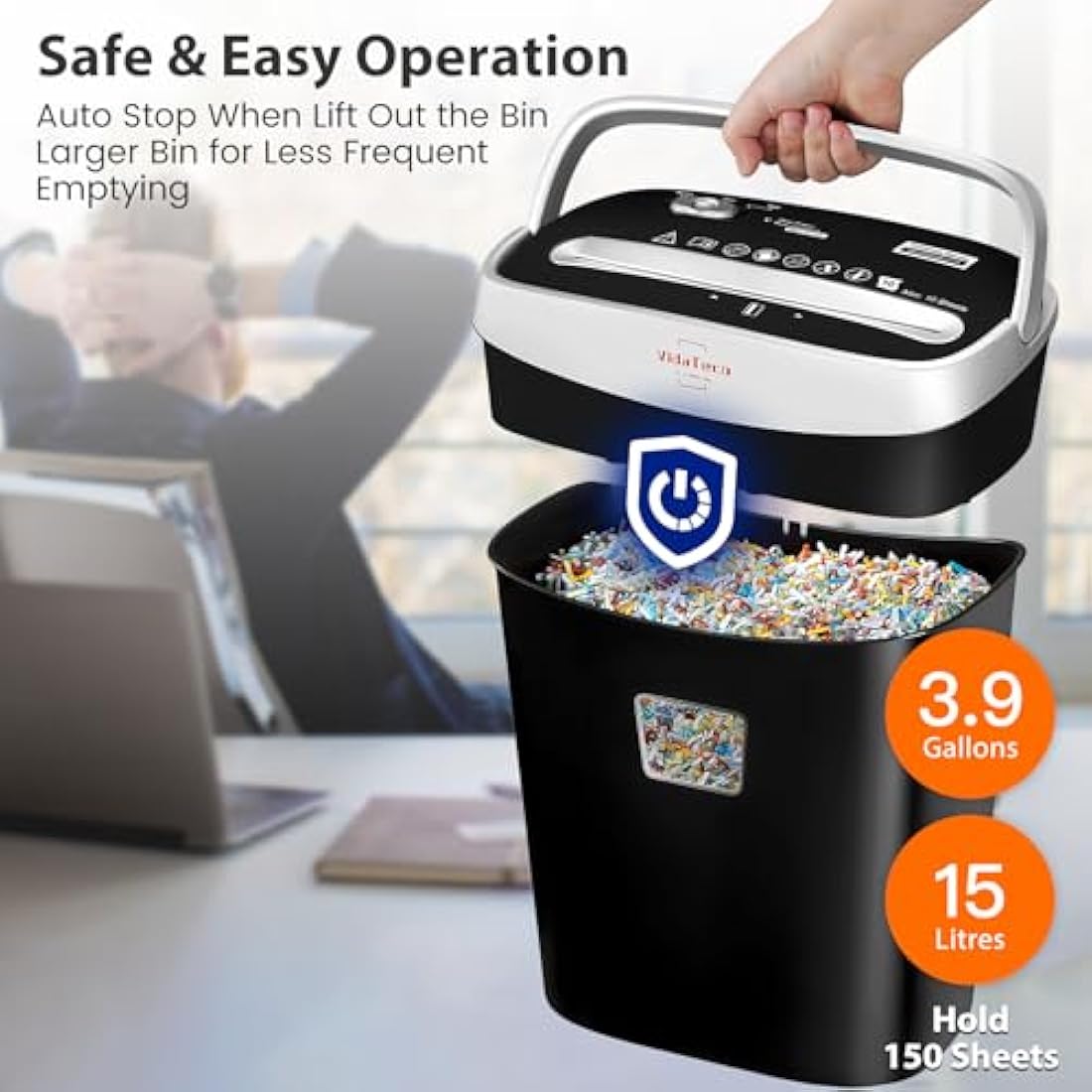 VidaTeco 10-Sheet Cross-Cut Paper Shredder | P-4 High Security Home Office