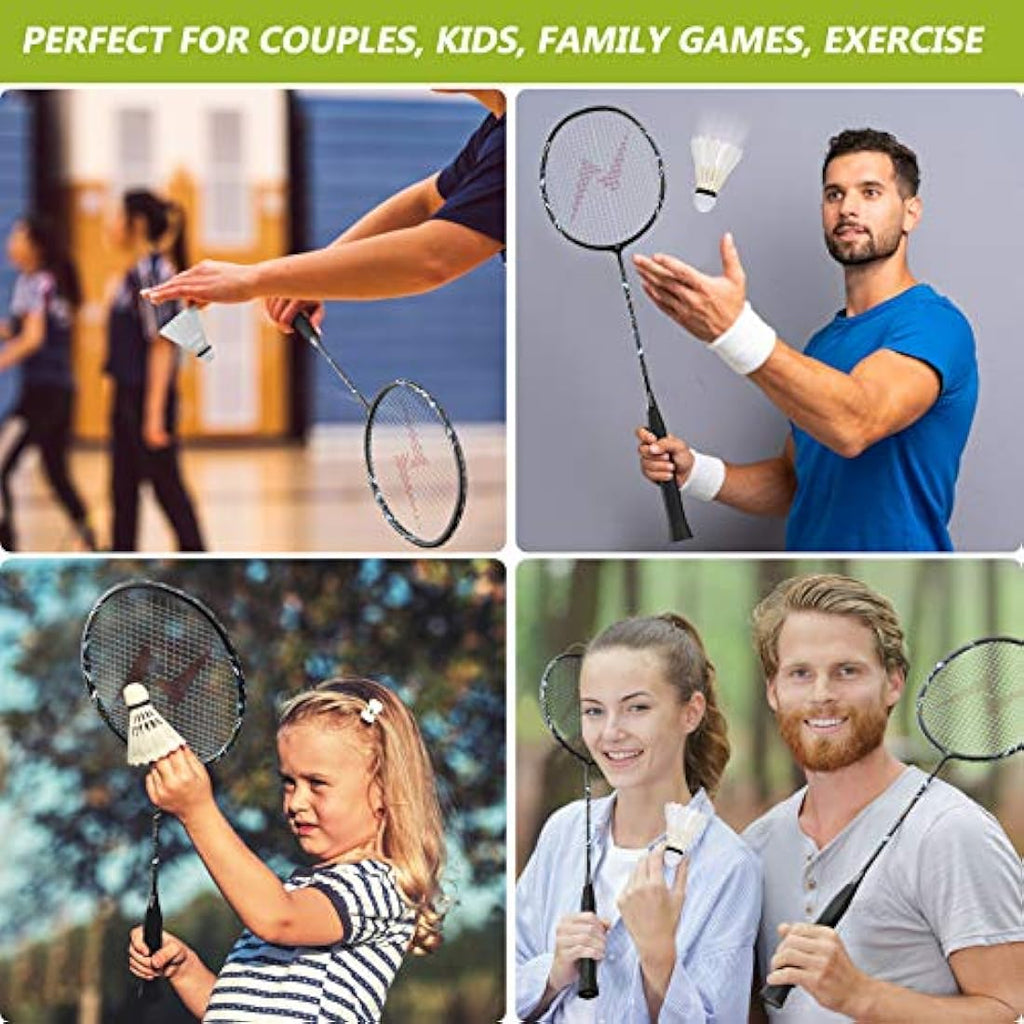 Nalax Carbon Fiber Badminton Set | 2 Lightweight Rackets with 3 Shuttlecocks