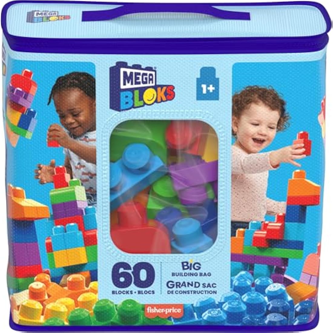 Mega Bloks Big Building Bag – 60 Piece Toddler Stacking Toy Set