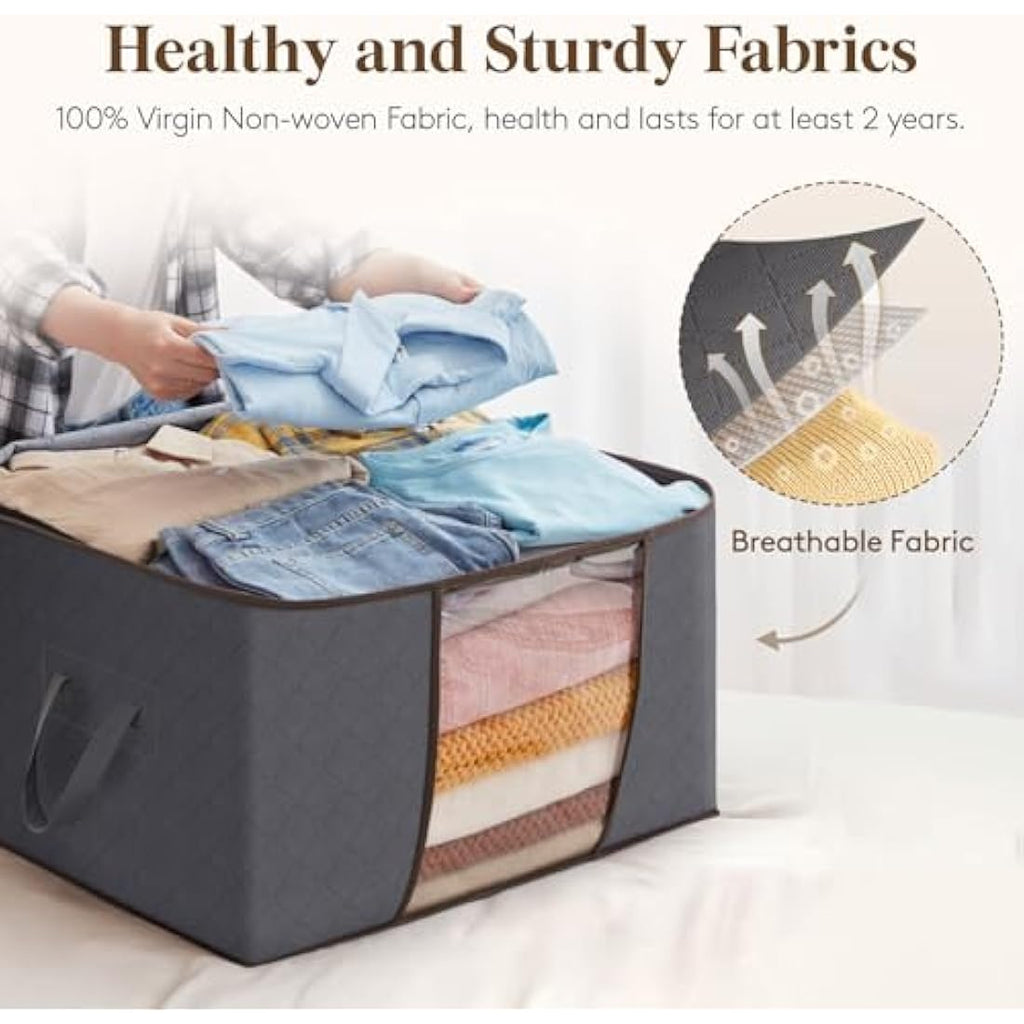 Lifewit 95L Clothes Storage Bags | 6 Pack Large Fabric Organizers, Grey